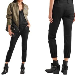 Nili Lotan French Military Wool Blend Cropped Jogger Pants in Black Sz 8 Chic
